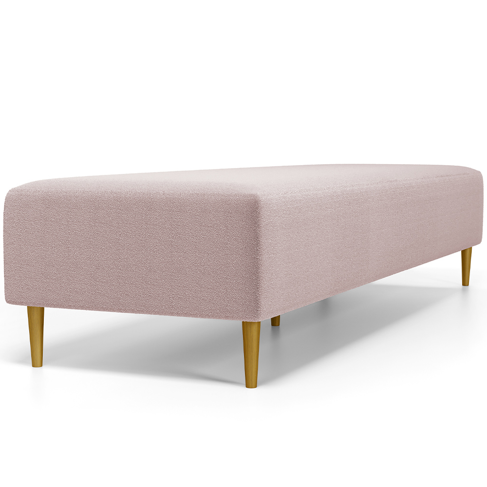 Kit 02 Puffs Decorativo Sala de Estar Bali W01 Pés Palito 190x60cm Bouclê Rosê - Lyam Decor