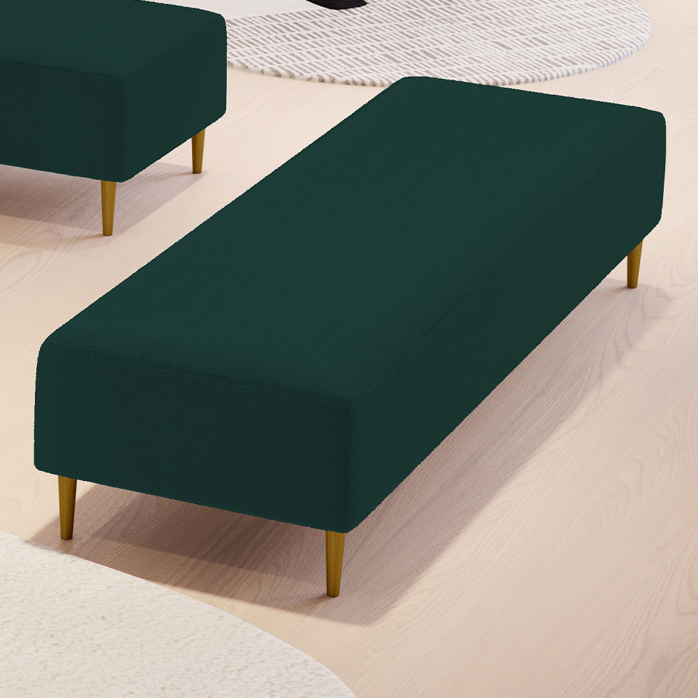 Kit 02 Puffs Decorativo Sala de Estar Bali W01 Pés Palito 190x60cm Bouclê Verde - Lyam Decor
