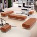 Kit 02 Puffs Decorativo Sala de Estar Bali W01 Pés Palito 190x60cm Couríssimo Camel - Lyam Decor