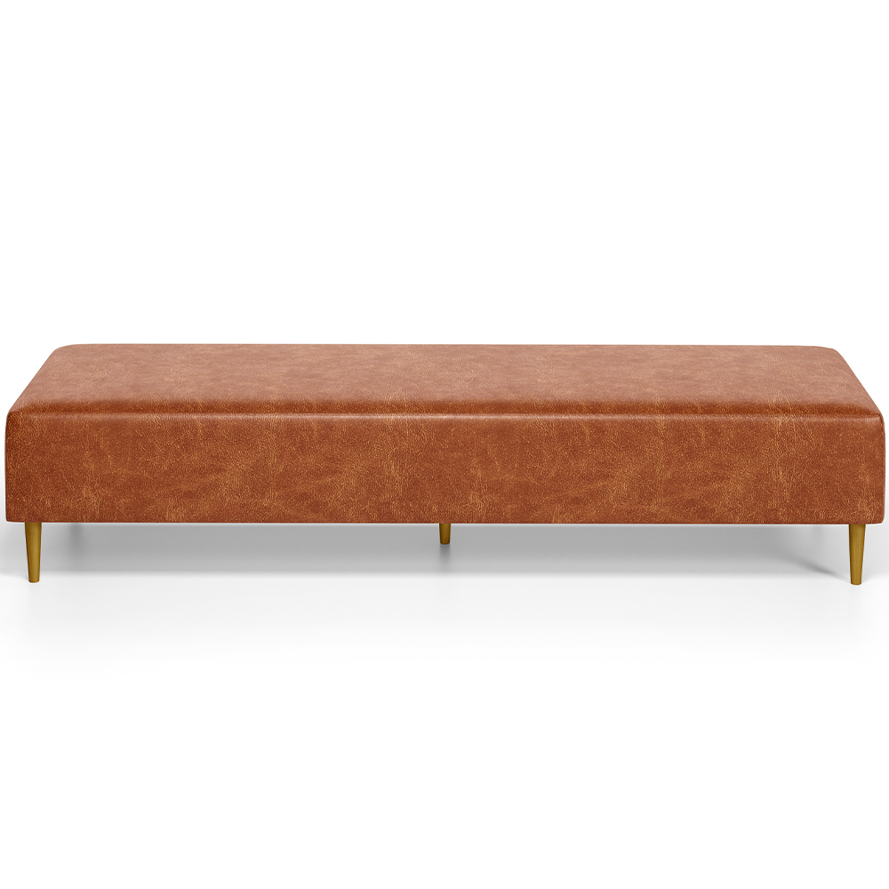 Kit 02 Puffs Decorativo Sala de Estar Bali W01 Pés Palito 190x60cm Couríssimo Camel - Lyam Decor
