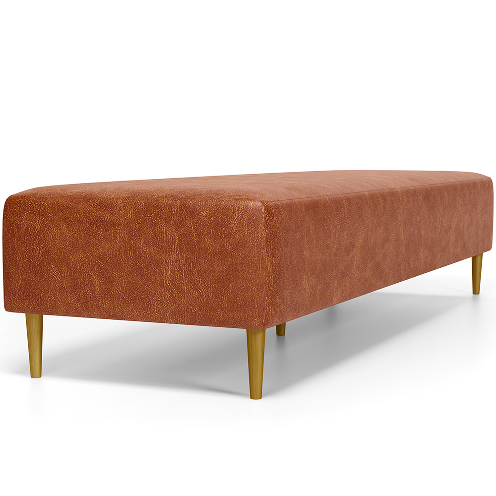 Kit 02 Puffs Decorativo Sala de Estar Bali W01 Pés Palito 190x60cm Couríssimo Camel - Lyam Decor