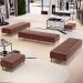 Kit 02 Puffs Decorativo Sala de Estar Bali W01 Pés Palito 190x60cm Couríssimo Marrom - Lyam Decor