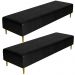 Kit 02 Puffs Decorativo Sala de Estar Bali W01 Pés Palito 190x60cm Couríssimo Preto - Lyam Decor