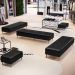 Kit 02 Puffs Decorativo Sala de Estar Bali W01 Pés Palito 190x60cm Couríssimo Preto - Lyam Decor