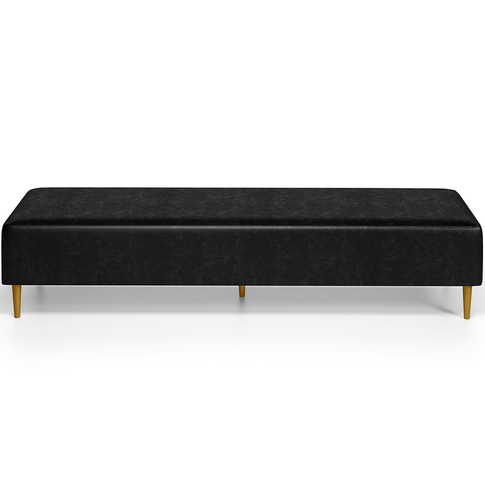 Kit 02 Puffs Decorativo Sala de Estar Bali W01 Pés Palito 190x60cm Couríssimo Preto - Lyam Decor