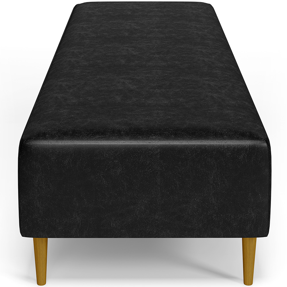 Kit 02 Puffs Decorativo Sala de Estar Bali W01 Pés Palito 190x60cm Couríssimo Preto - Lyam Decor