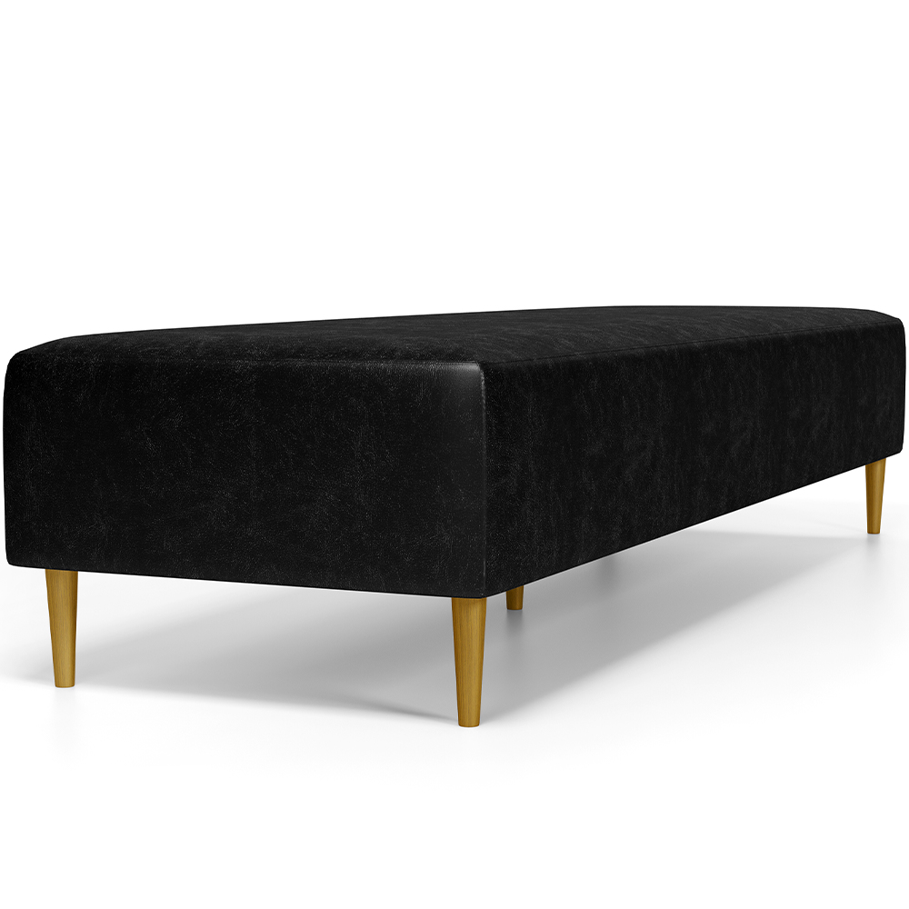 Kit 02 Puffs Decorativo Sala de Estar Bali W01 Pés Palito 190x60cm Couríssimo Preto - Lyam Decor