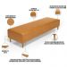 Kit 02 Puffs Decorativo Sala de Estar Bali W01 Pés Palito 190x60cm Couríssimo Whisky - Lyam Decor