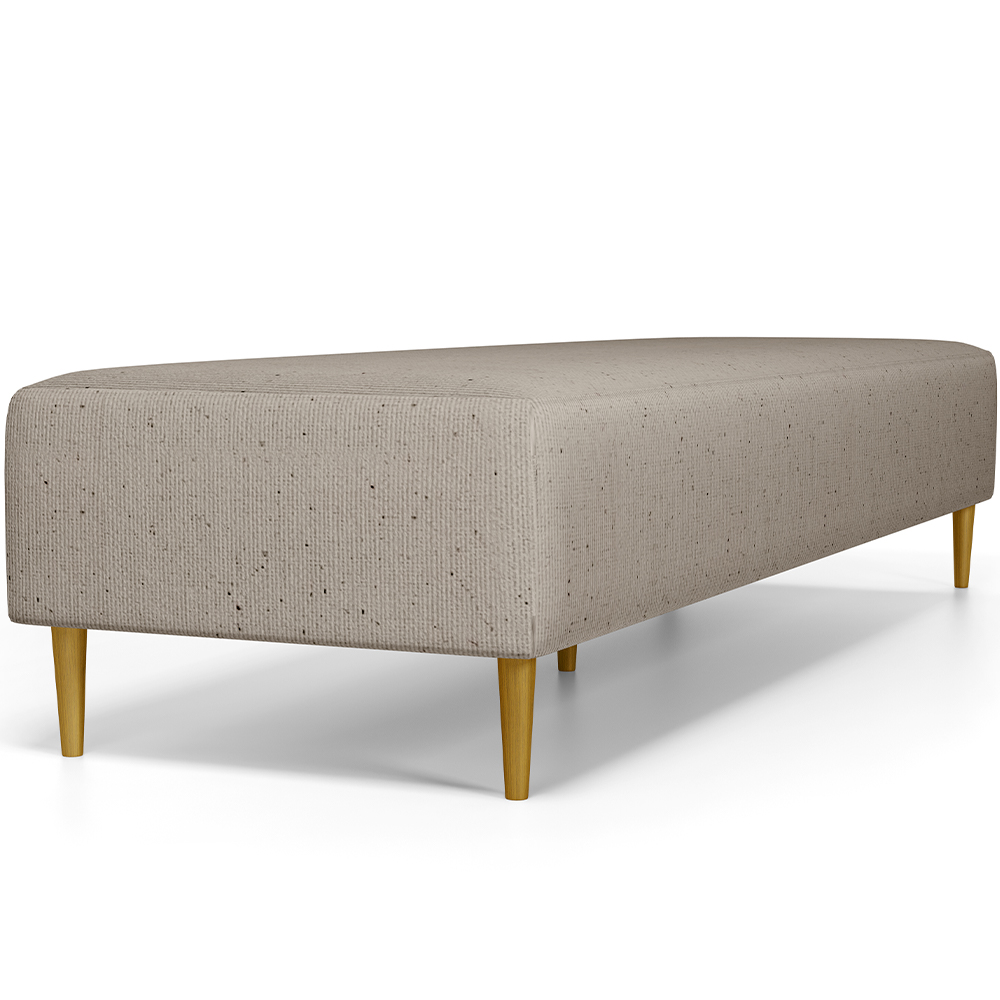 Kit 02 Puffs Decorativo Sala de Estar Bali W01 Pés Palito 190x60cm Linho Bege - Lyam Decor
