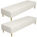 Kit 02 Puffs Decorativo Sala de Estar Bali W01 Pés Palito 190x60cm Linho Champagne - Lyam Decor