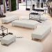 Kit 02 Puffs Decorativo Sala de Estar Bali W01 Pés Palito 190x60cm Linho Champagne - Lyam Decor