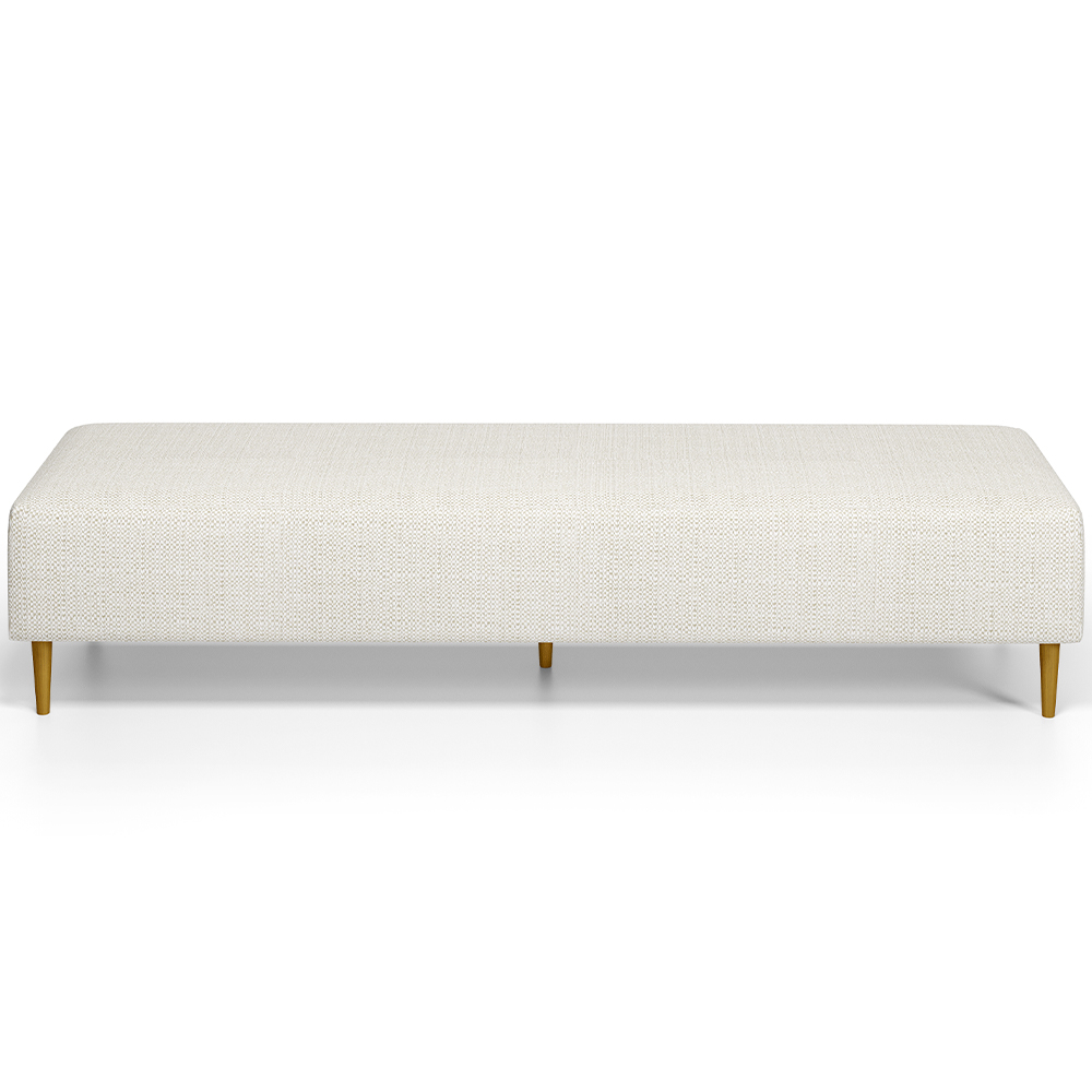 Kit 02 Puffs Decorativo Sala de Estar Bali W01 Pés Palito 190x60cm Linho Champagne - Lyam Decor