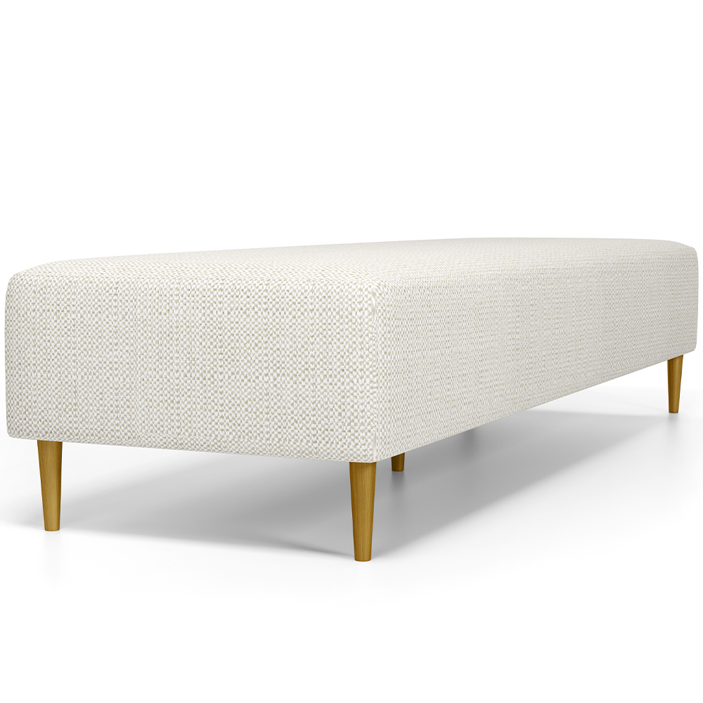Kit 02 Puffs Decorativo Sala de Estar Bali W01 Pés Palito 190x60cm Linho Champagne - Lyam Decor