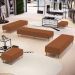 Kit 02 Puffs Decorativo Sala de Estar Bali W01 Pés Palito 210x60cm Bouclê Terracota - Lyam Decor