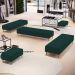 Kit 02 Puffs Decorativo Sala de Estar Bali W01 Pés Palito 210x60cm Bouclê Verde - Lyam Decor