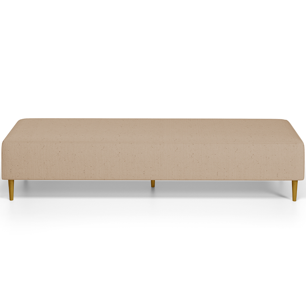 Kit 02 Puffs Decorativo Sala de Estar Bali W01 Pés Palito 210x60cm Linho Bege Escuro - Lyam Decor