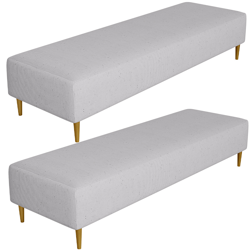 Kit 02 Puffs Decorativo Sala de Estar Bali W01 Pés Palito 210x60cm Linho Cinza - Lyam Decor