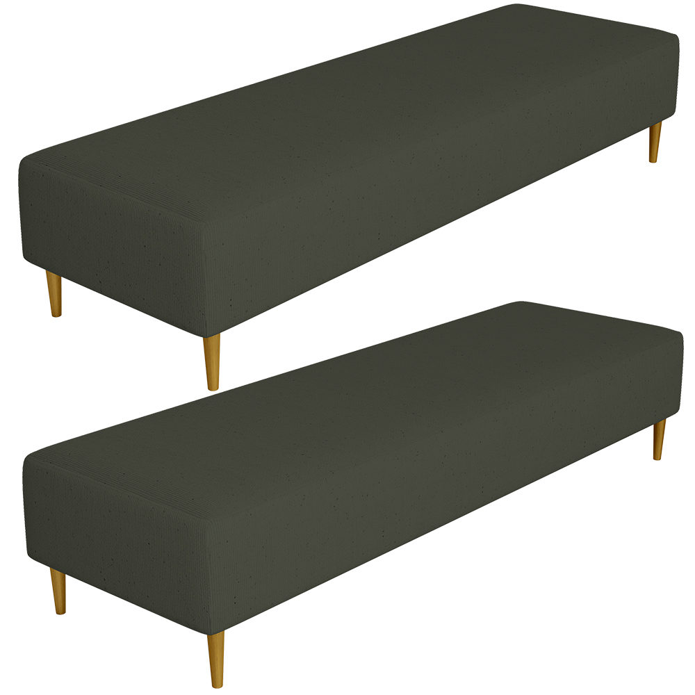 Kit 02 Puffs Decorativo Sala de Estar Bali W01 Pés Palito 210x60cm Linho Verde Musgo - Lyam Decor