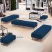 Kit 02 Puffs Decorativo Sala de Estar Bali W01 Pés Palito 210x60cm Suede Azul Marinho - Lyam Decor