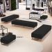 Kit 02 Puffs Decorativo Sala de Estar Bali W01 Pés Palito 210x60cm Suede Preto - Lyam Decor