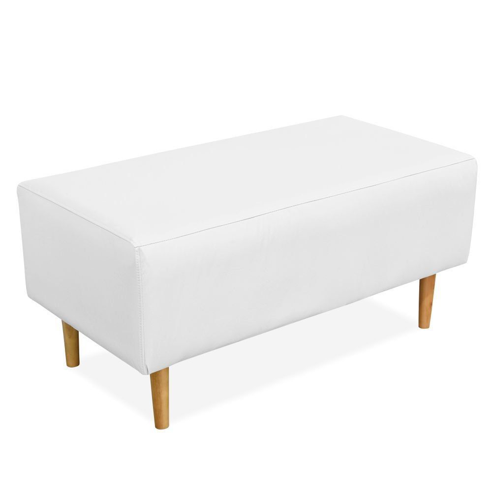 Kit 02 Puffs Decorativo Sala de Estar Cléo W01 Pés Palito 90 cm Corino Branco - Lyam Decor