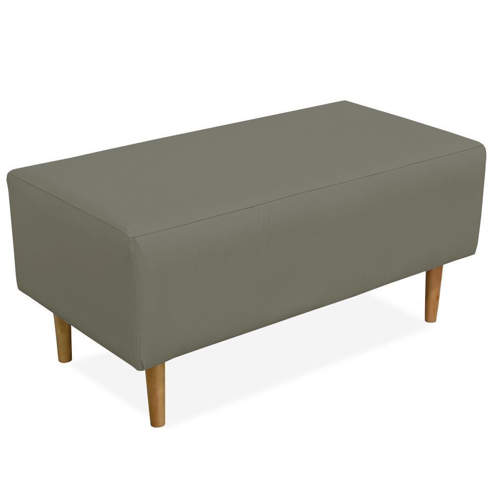 Kit 02 Puffs Decorativo Sala de Estar Cléo W01 Pés Palito 90 cm Corino Cinza - Lyam Decor