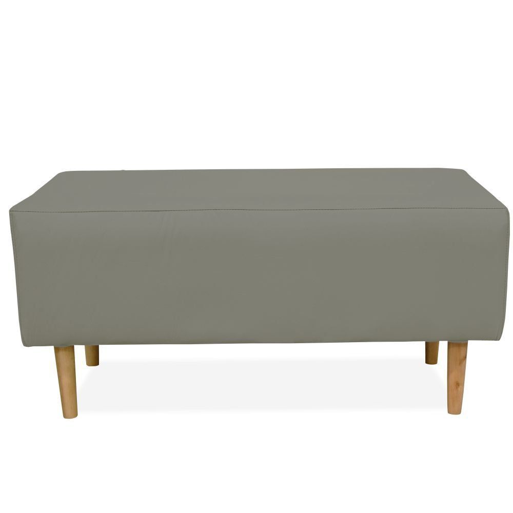 Kit 02 Puffs Decorativo Sala de Estar Cléo W01 Pés Palito 90 cm Corino Cinza - Lyam Decor