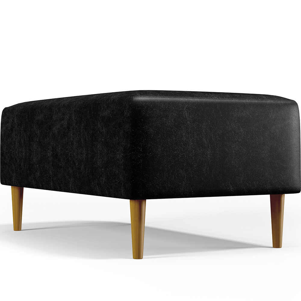 Kit 02 Puffs Decorativo Sala de Estar Cléo W01 Pés Palito 90 cm Couríssimo Preto - Lyam Decor