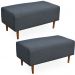 Kit 02 Puffs Decorativo Sala de Estar Cléo W01 Pés Palito 90 cm Linho Chumbo - Lyam Decor