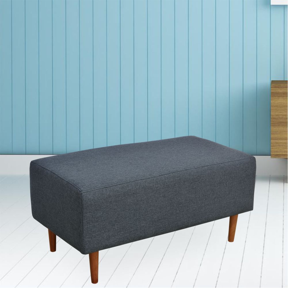 Kit 02 Puffs Decorativo Sala de Estar Cléo W01 Pés Palito 90 cm Linho Chumbo - Lyam Decor