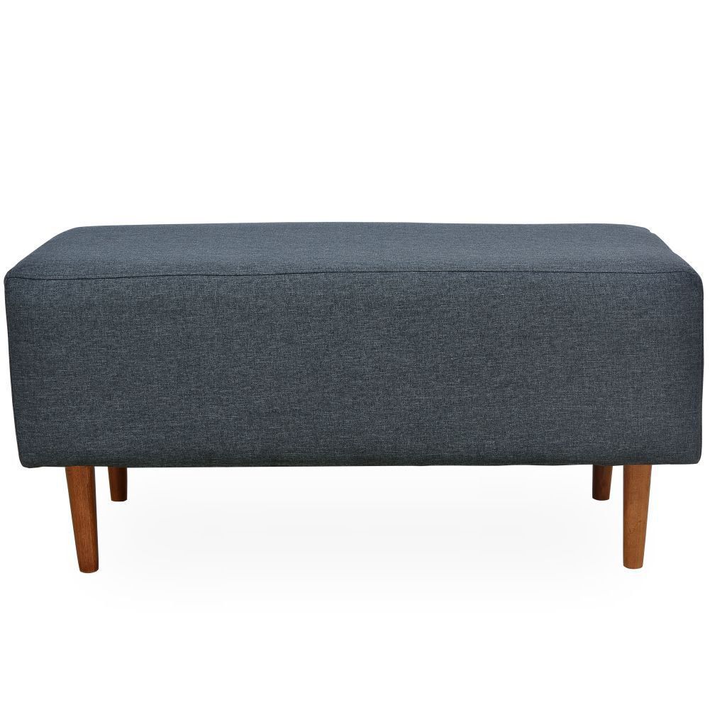 Kit 02 Puffs Decorativo Sala de Estar Cléo W01 Pés Palito 90 cm Linho Chumbo - Lyam Decor