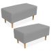 Kit 02 Puffs Decorativo Sala de Estar Cléo W01 Pés Palito 90 cm Linho Cinza - Lyam Decor