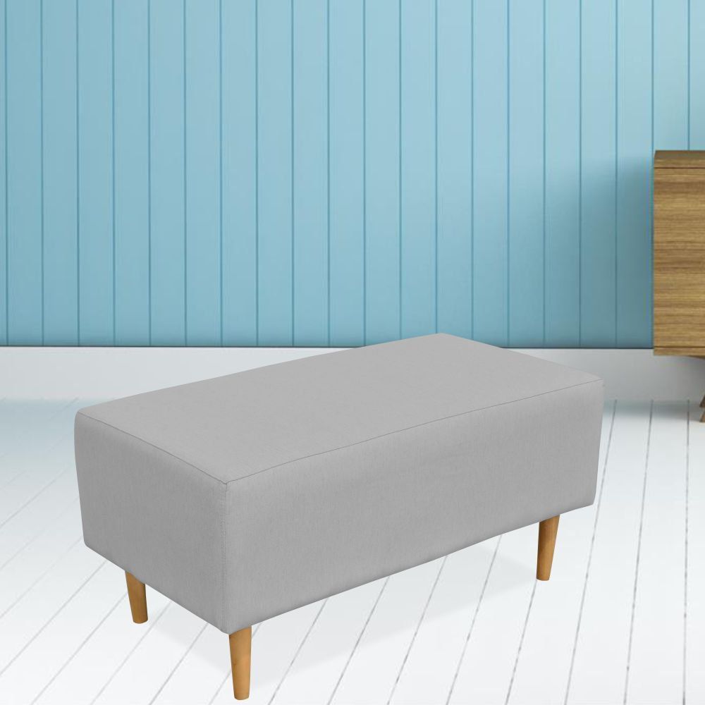 Kit 02 Puffs Decorativo Sala de Estar Cléo W01 Pés Palito 90 cm Linho Cinza - Lyam Decor