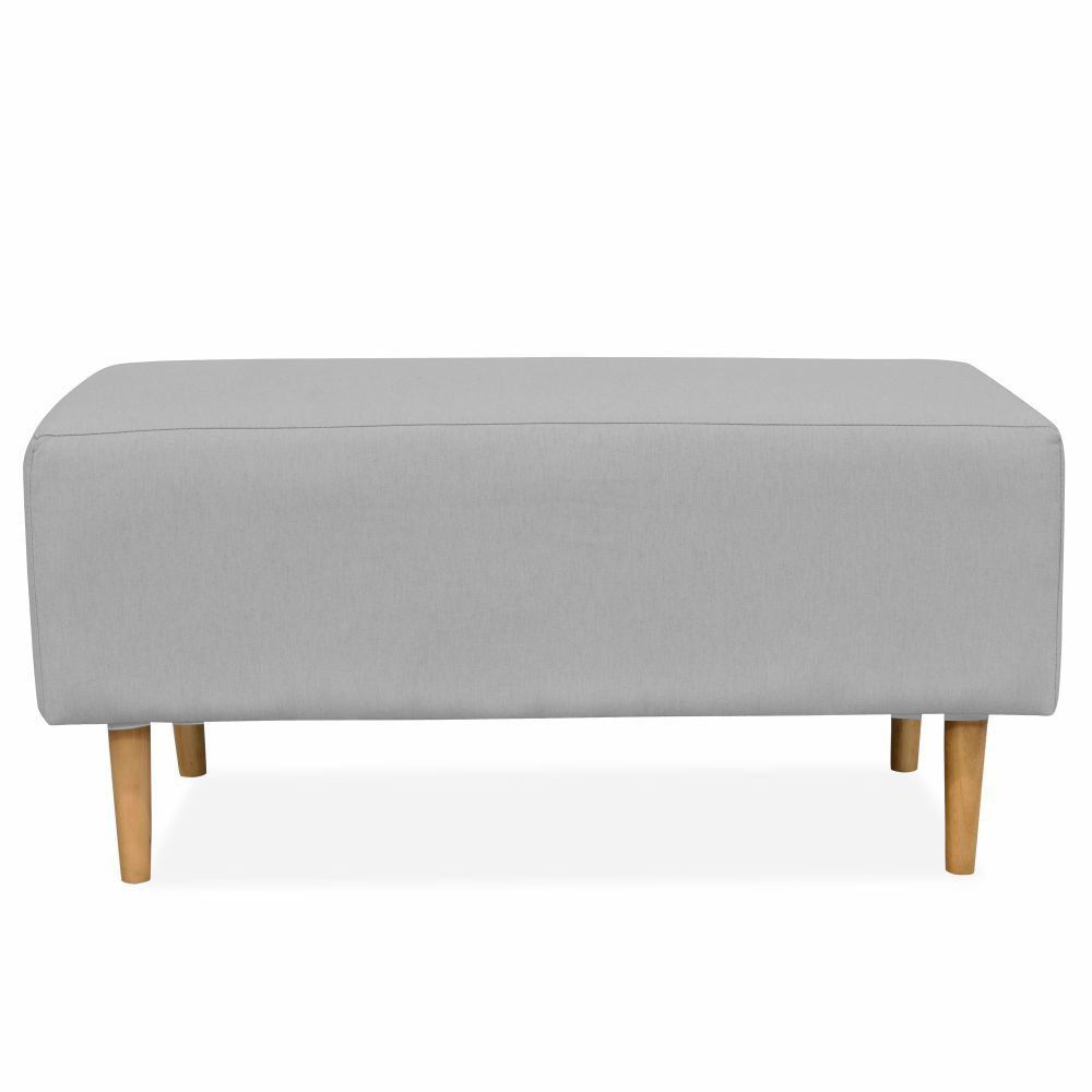 Kit 02 Puffs Decorativo Sala de Estar Cléo W01 Pés Palito 90 cm Linho Cinza - Lyam Decor