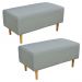 Kit 02 Puffs Decorativo Sala de Estar Cléo W01 Pés Palito 90 cm Linho Cinza Escuro - Lyam Decor