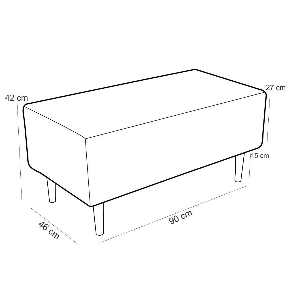 Kit 02 Puffs Decorativo Sala de Estar Cléo W01 Pés Palito 90 cm Linho Cinza Escuro - Lyam Decor