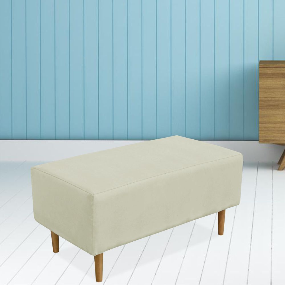 Kit 02 Puffs Decorativo Sala de Estar Cléo W01 Pés Palito 90 cm Suede Bege - Lyam Decor