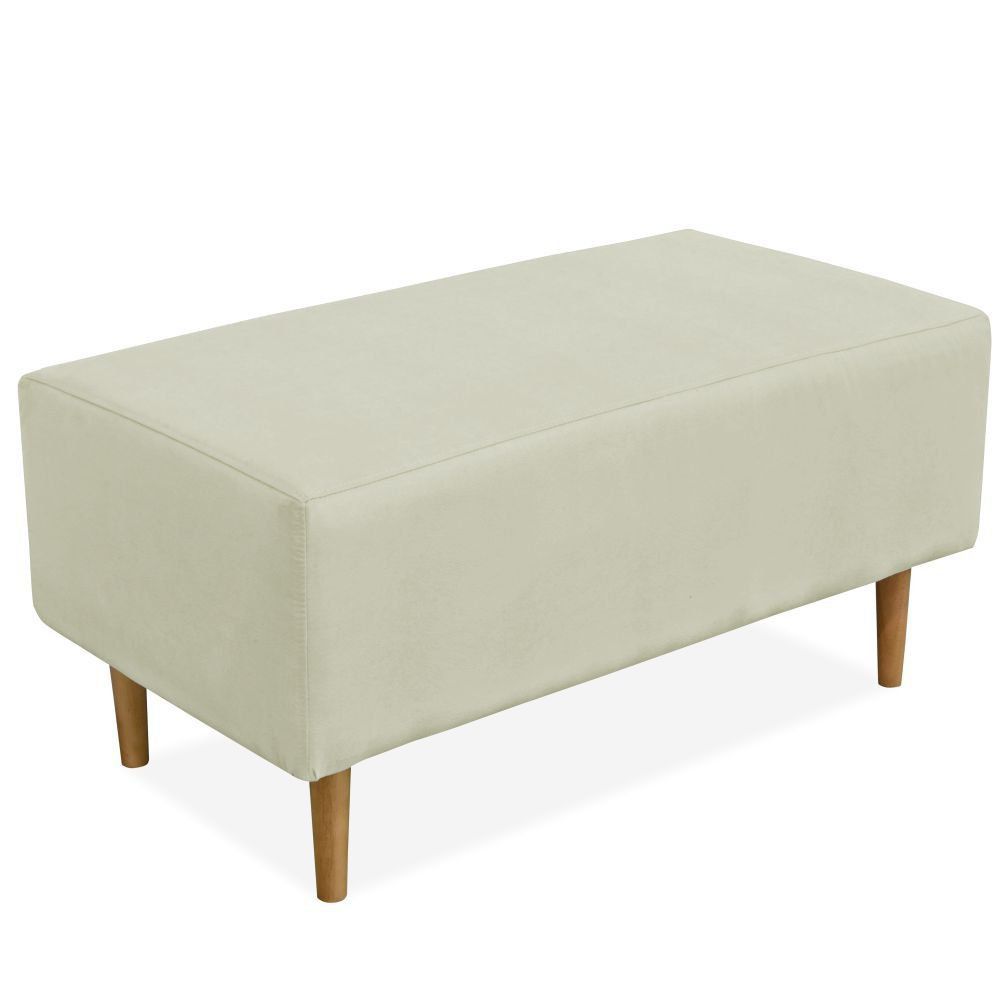 Kit 02 Puffs Decorativo Sala de Estar Cléo W01 Pés Palito 90 cm Suede Bege - Lyam Decor