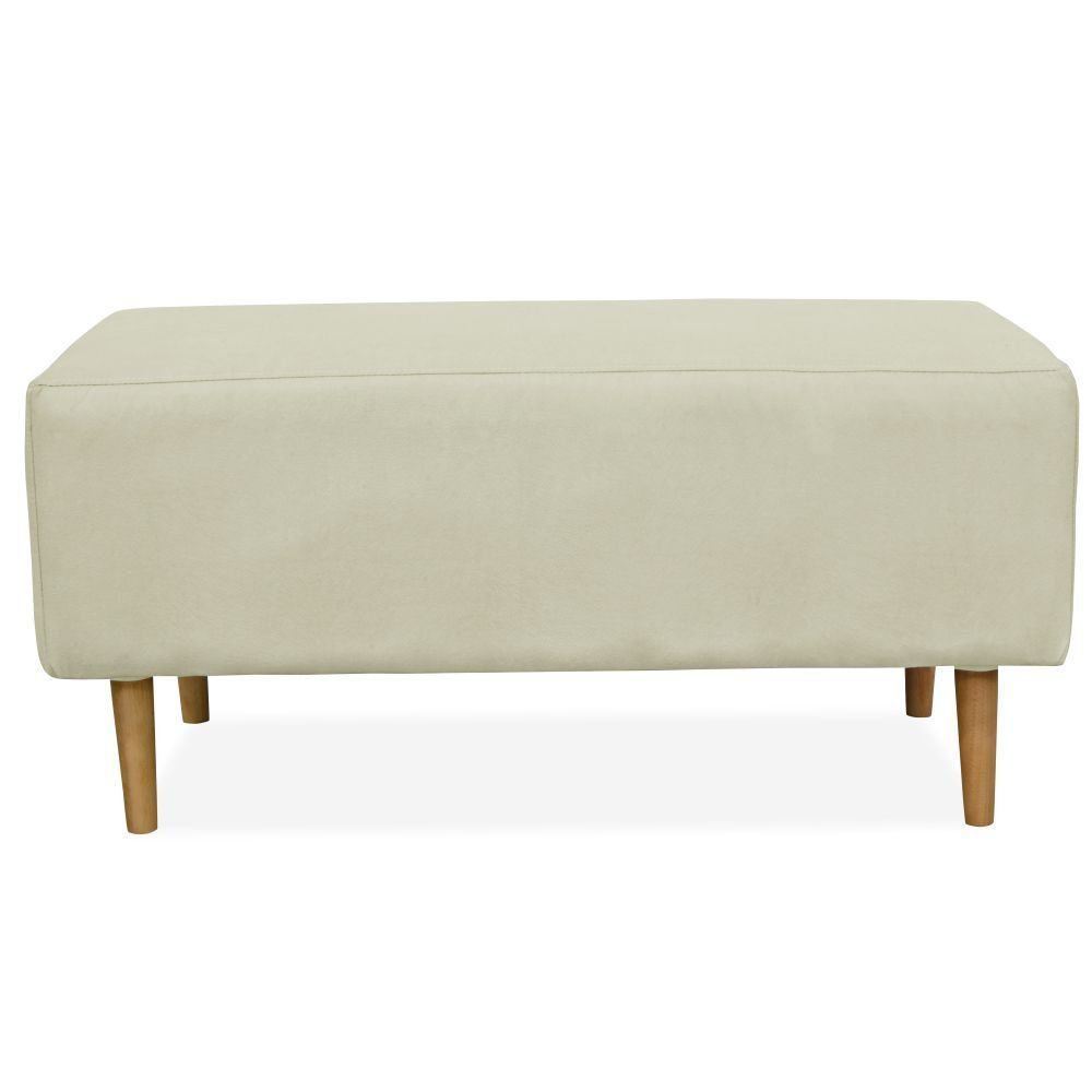Kit 02 Puffs Decorativo Sala de Estar Cléo W01 Pés Palito 90 cm Suede Bege - Lyam Decor