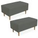 Kit 02 Puffs Decorativo Sala de Estar Cléo W01 Pés Palito 90 cm Suede Cinza - Lyam Decor