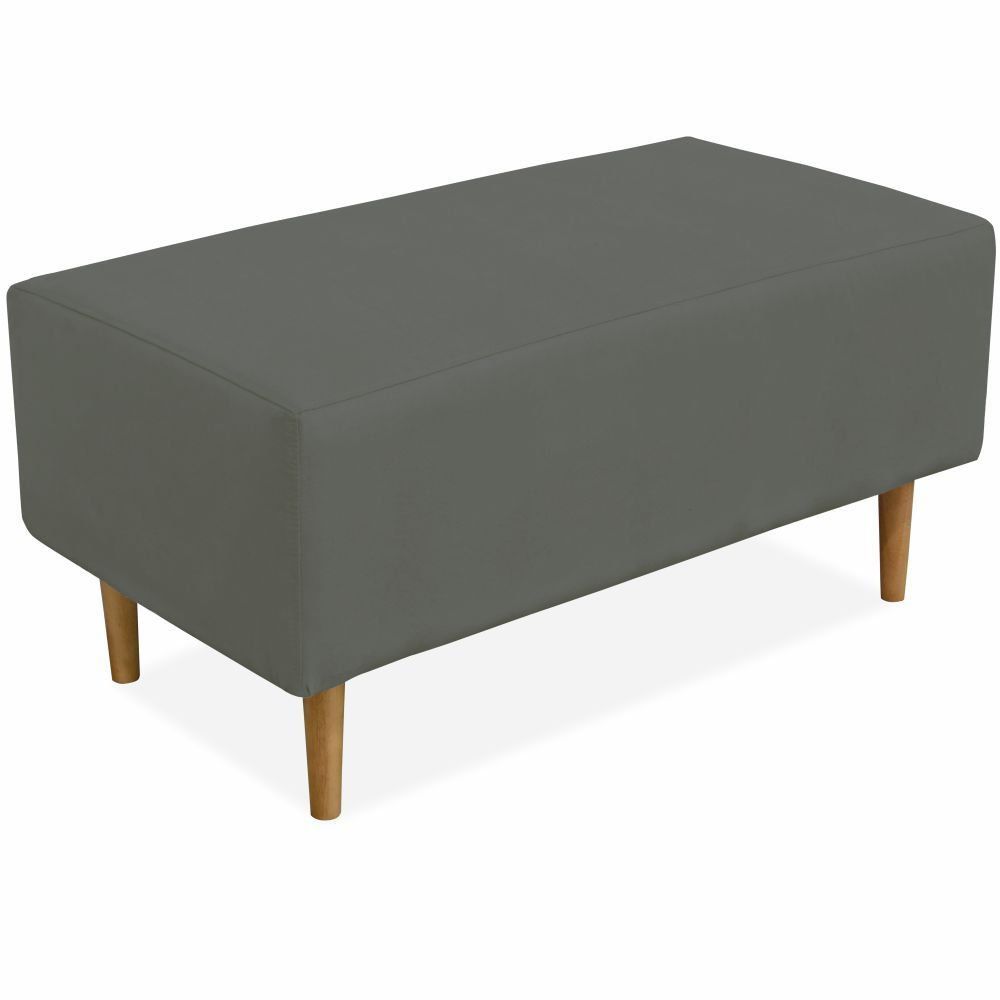 Kit 02 Puffs Decorativo Sala de Estar Cléo W01 Pés Palito 90 cm Suede Cinza - Lyam Decor