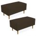 Kit 02 Puffs Decorativo Sala de Estar Cléo W01 Pés Palito 90 cm Suede Marrom - Lyam Decor