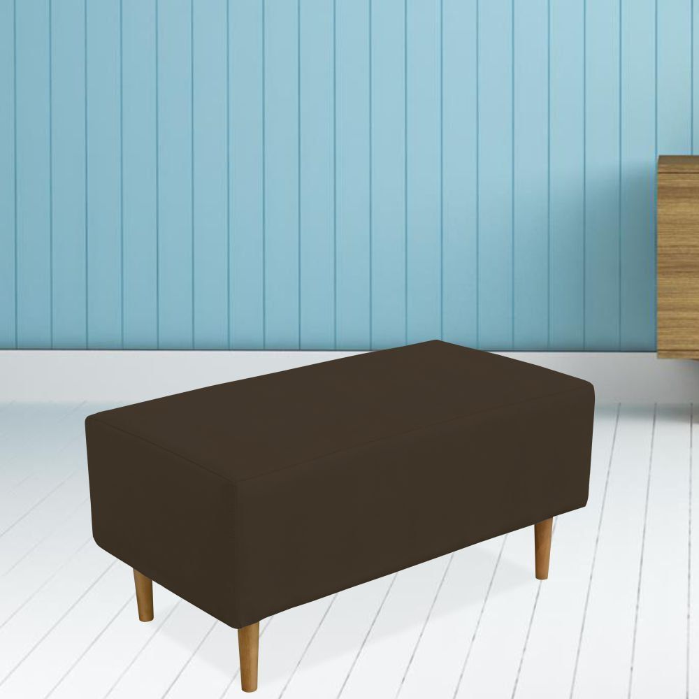 Kit 02 Puffs Decorativo Sala de Estar Cléo W01 Pés Palito 90 cm Suede Marrom - Lyam Decor