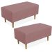 Kit 02 Puffs Decorativo Sala de Estar Cléo W01 Pés Palito 90 cm Suede Rosê - Lyam Decor