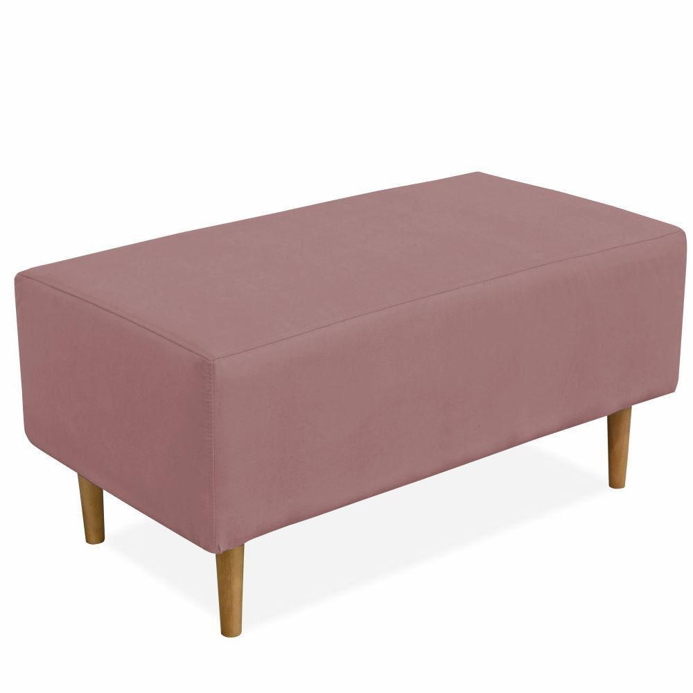 Kit 02 Puffs Decorativo Sala de Estar Cléo W01 Pés Palito 90 cm Suede Rosê - Lyam Decor