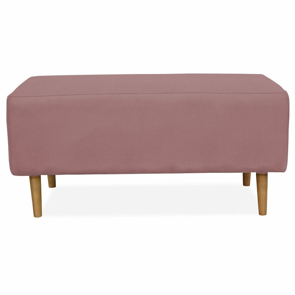 Kit 02 Puffs Decorativo Sala de Estar Cléo W01 Pés Palito 90 cm Suede Rosê - Lyam Decor