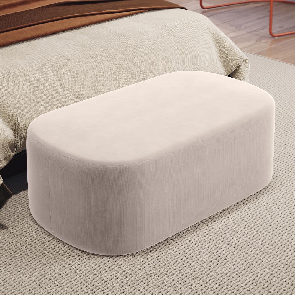 Kit 02 Puffs Decorativos Orgânico para Living Quarto 100cm Doha W01 Suede Bege - Lyam Decor