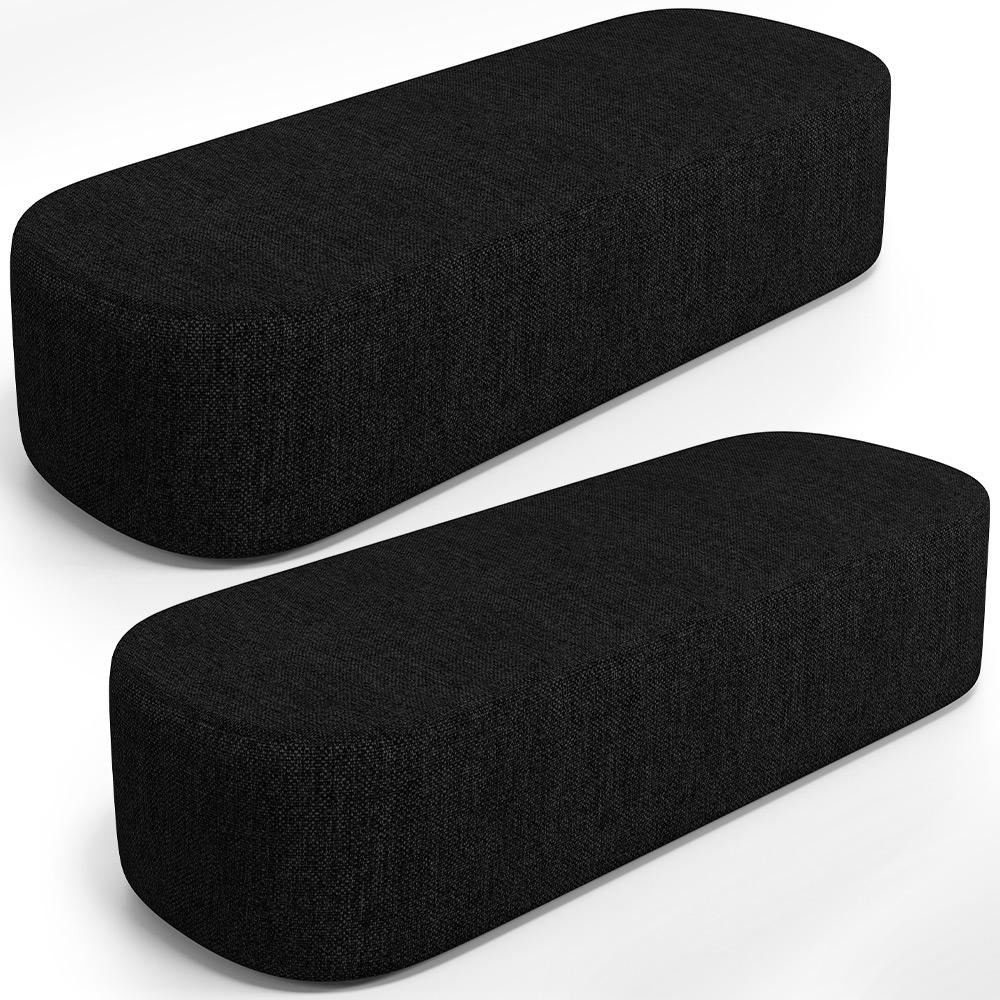 Kit 02 Puffs Decorativos Orgânico para Living Quarto 140cm Doha W01 Linho Chumbo - Lyam Decor