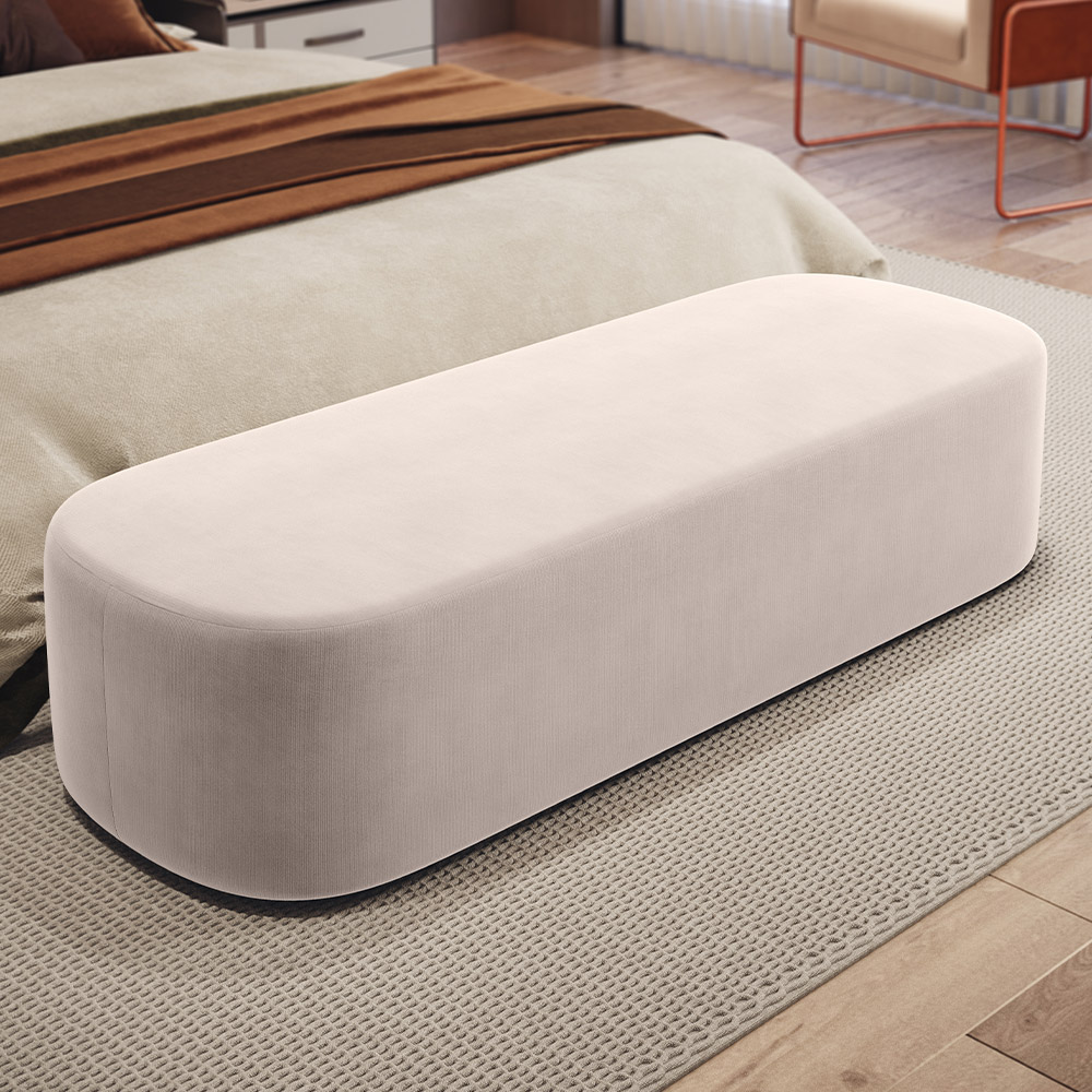 Kit 02 Puffs Decorativos Orgânico para Living Quarto 160cm Doha W01 Suede Bege - Lyam Decor