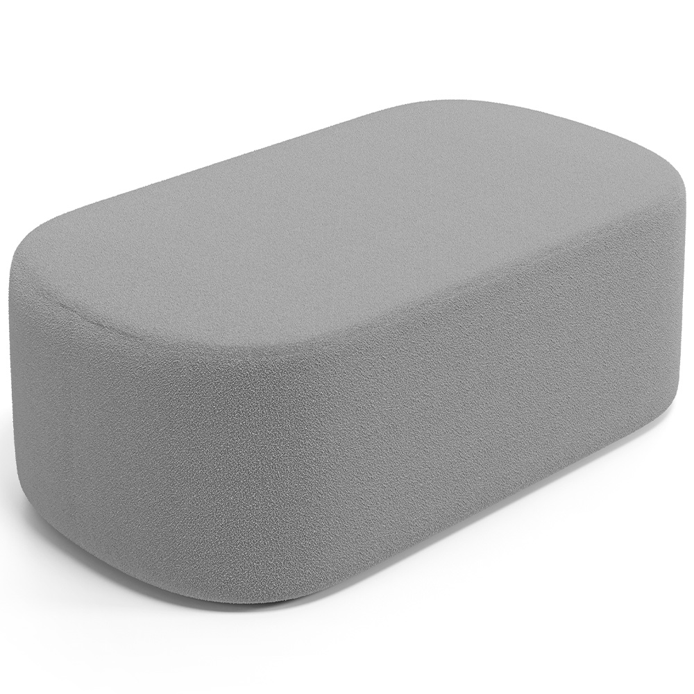 Kit 02 Puffs Decorativos Orgânicos Para Living Quarto 100cm Doha W01 Bouclê Cinza - Lyam Decor